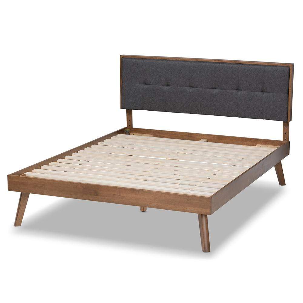 Baxton Studios Beds Baxton Studio Alke Mid-Century Modern Fabric Upholstered Wood Platform Bed