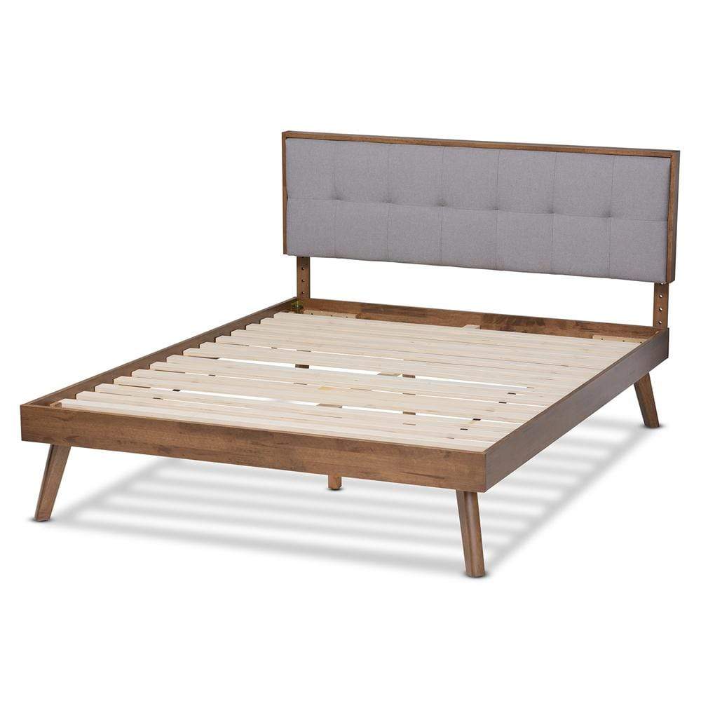 Baxton Studios Beds Baxton Studio Alke Mid-Century Modern Fabric Upholstered Wood Platform Bed