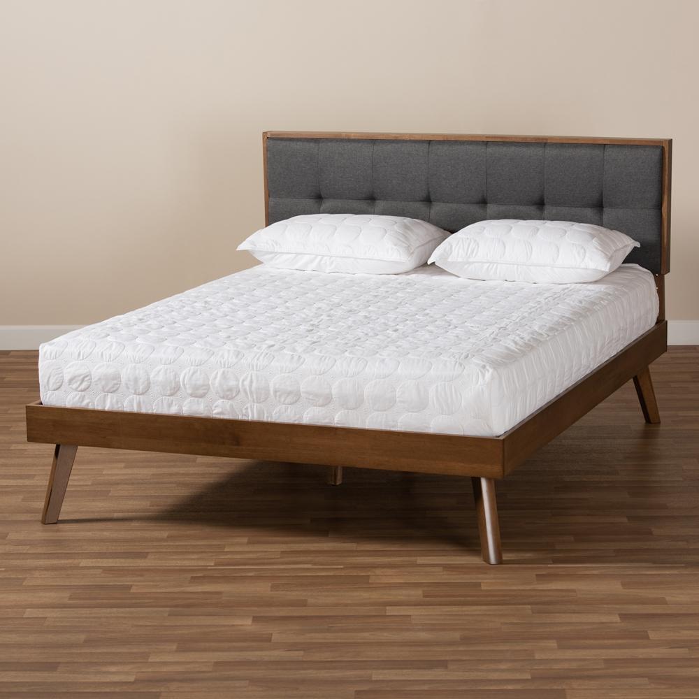 Baxton Studios Beds Baxton Studio Alke Mid-Century Modern Fabric Upholstered Wood Platform Bed