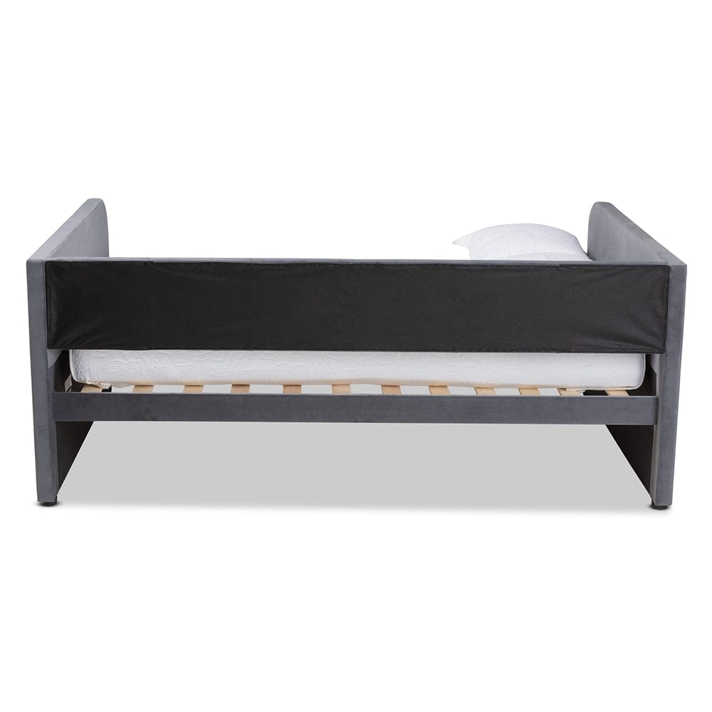 Baxton Studio Baxton Studio Basanti Modern and Contemporary Grey Velvet Fabric Upholstered Full Size 2-Drawer Daybed DV3365D-Grey Velvet Daybed-Full