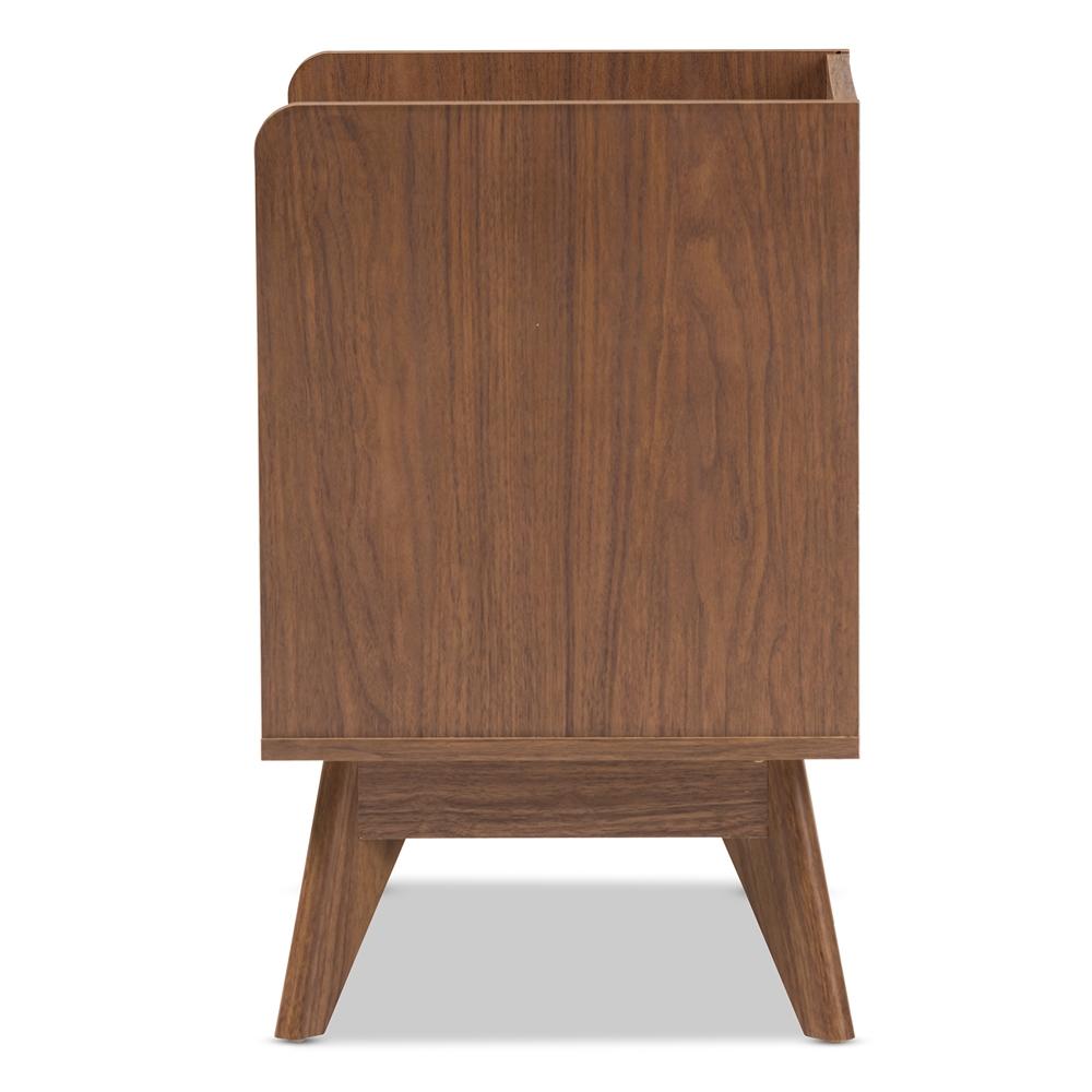 The Bedroom Emporium Baxton Studio Brighton Mid-Cenury Modern White and Walnut Wood 3-Drawer Storage Nightstand