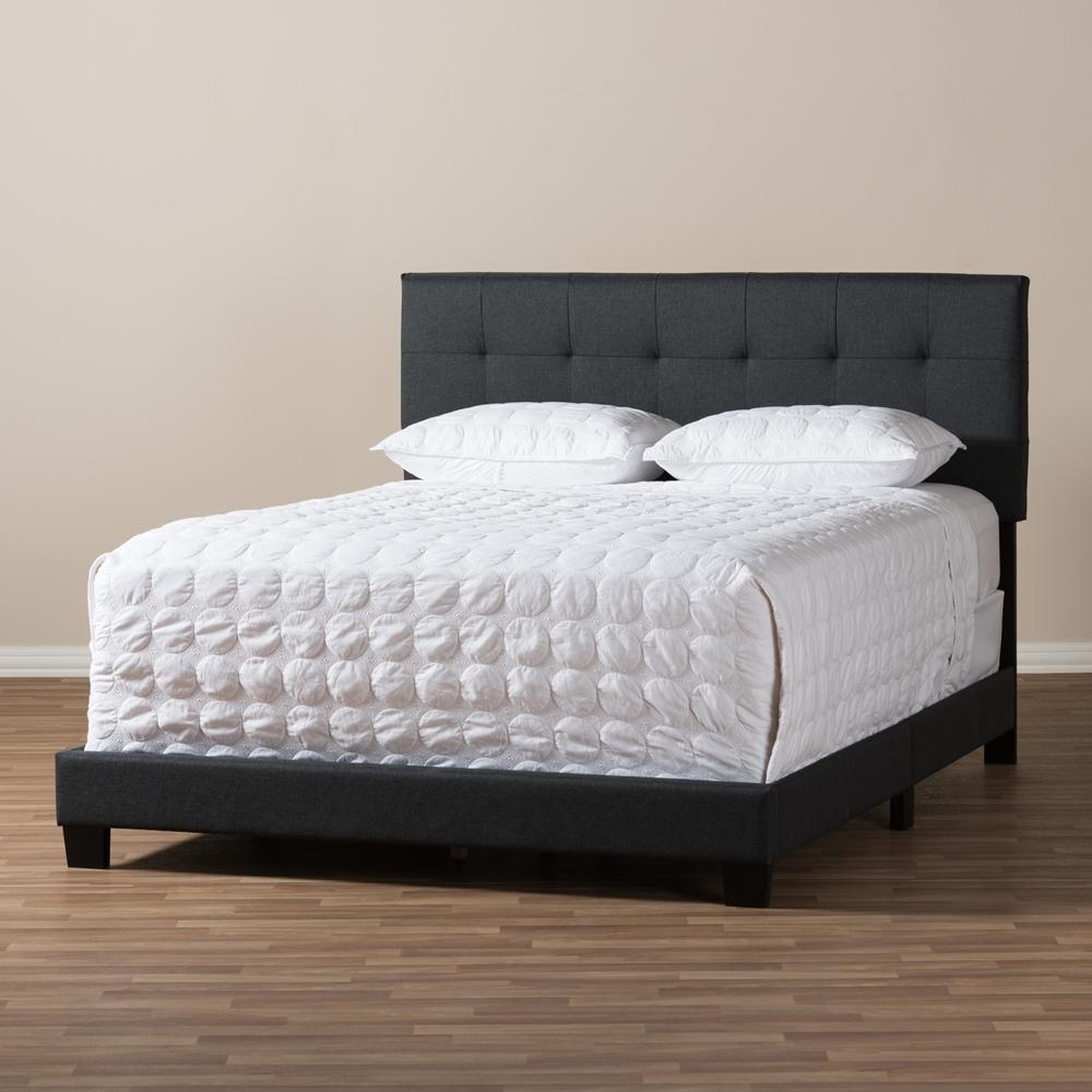 The Bedroom Emporium Baxton Studio Brookfield Modern and Contemporary Charcoal Grey Fabric Bed