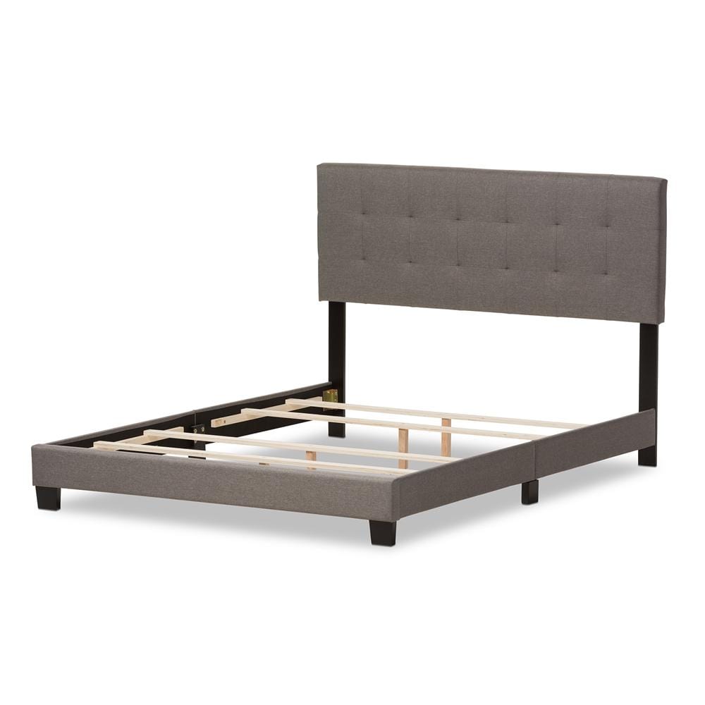 The Bedroom Emporium Baxton Studio Brookfield Modern and Contemporary Grey Fabric Upholstered Grid-Tufting Bed