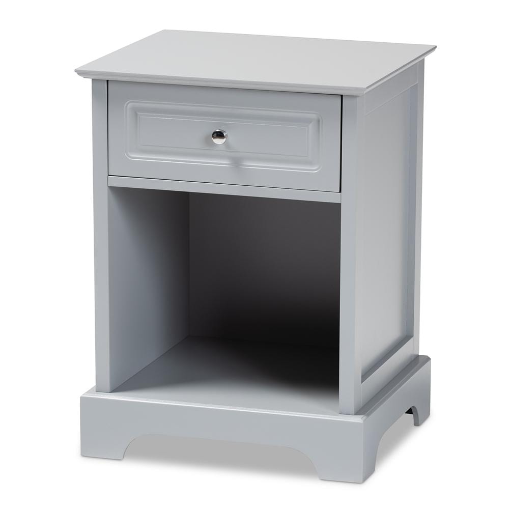 Baxton Studios Night Stand Light Grey Baxton Studio Chase Modern Transitional 1-Drawer Wood Nightstand