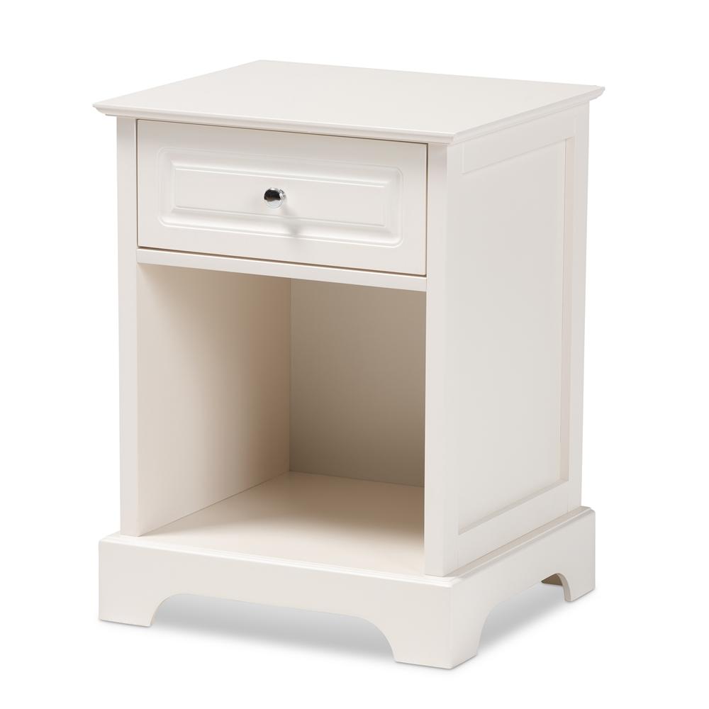 Baxton Studios Night Stand White Baxton Studio Chase Modern Transitional 1-Drawer Wood Nightstand