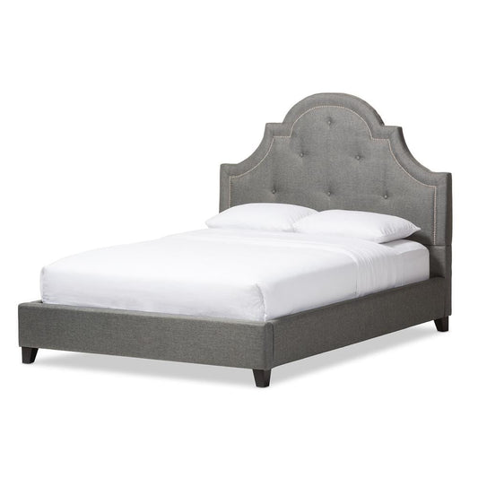 Baxton Studios Bedroom Sets Baxton Studio Colchester Grey Linen Modern Platform Bed- Queen Size with Bench