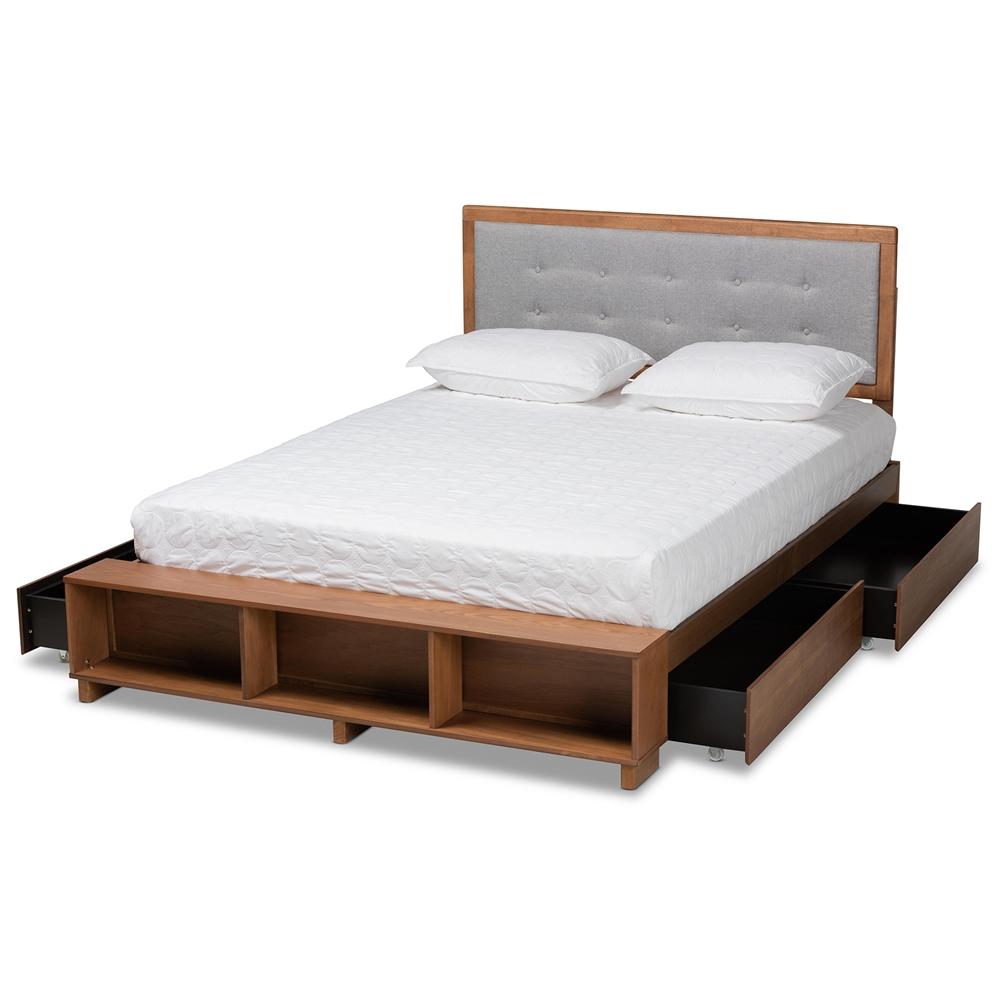 Baxton Studios Bed Baxton Studio Cosma Modern Transitional Ash Walnut Brown Finished Wood 4-Drawer King Size Platform Bed