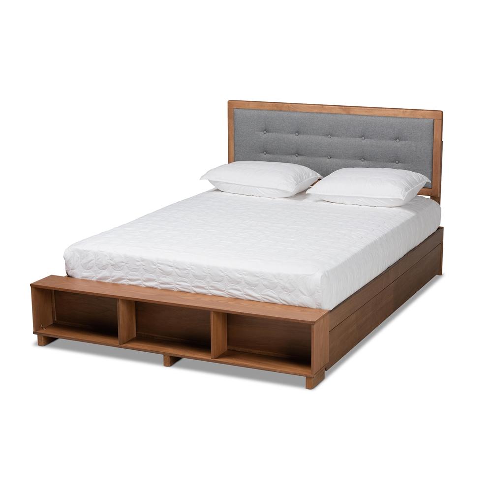 Baxton Studios Bed King / Dark grey Baxton Studio Cosma Modern Transitional Ash Walnut Brown Finished Wood 4-Drawer King Size Platform Bed