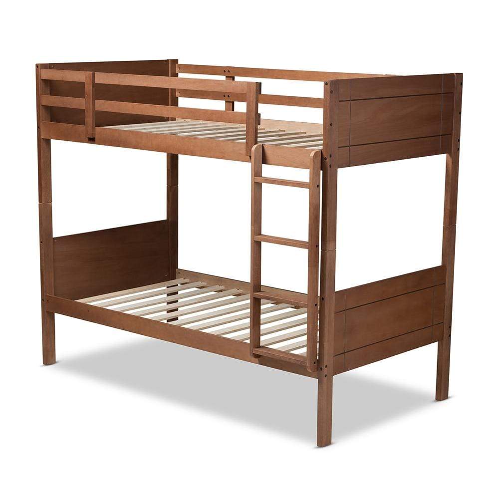 Baxton Studios bunk bed Baxton Studio Elsie Modern and Contemporary Grey Finished Wood Twin Size Bunk Bed