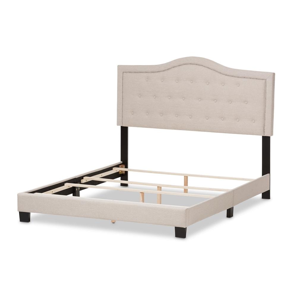 The Bedroom Emporium Baxton Studio Emerson Modern and Contemporary LIght Beige Fabric Upholstered Bed