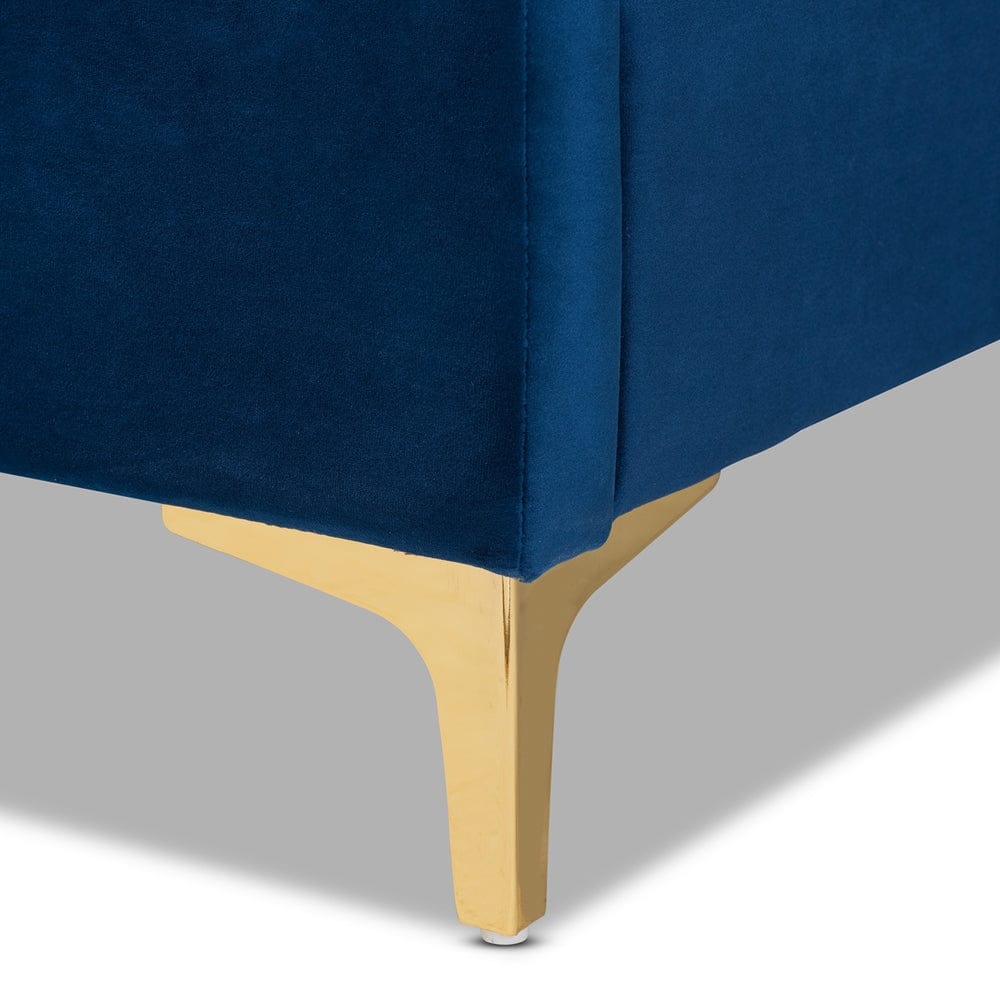 Baxton Studio Baxton Studio Fabrico Blue Velvet Fabric and Gold Metal Full Platform Bed