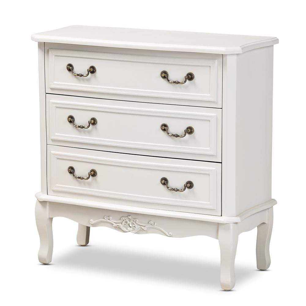 Baxton Studios Dresser Baxton Studio Gabrielle Traditional French Country Provincial White-Finished 3-Drawer Wood Dresser