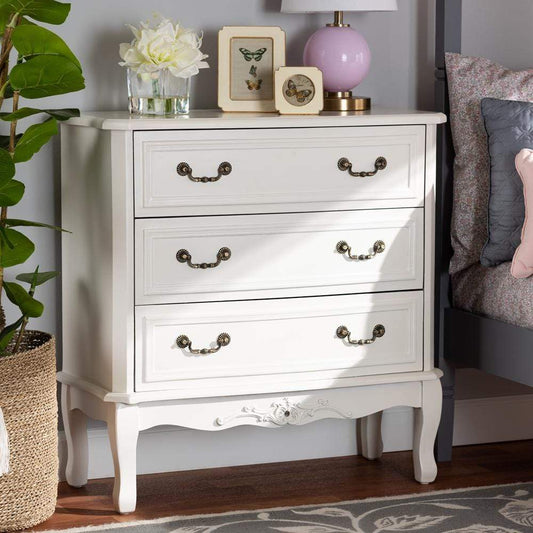 Baxton Studios Dresser Baxton Studio Gabrielle Traditional French Country Provincial White-Finished 3-Drawer Wood Dresser