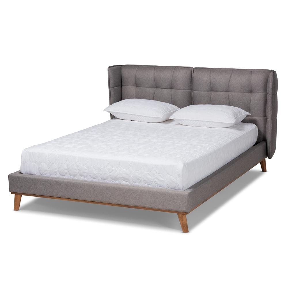 Baxton Studios Bed Queen Baxton Studio Gretchen  Gray Queen Wingback Platform Bed