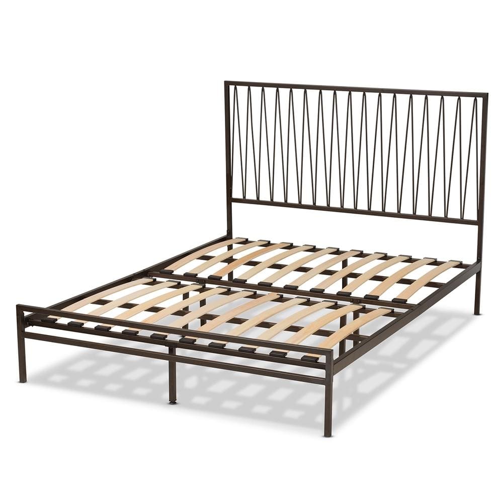 Baxton Studios Bed Baxton Studio Jeanette Modern and Contemporary Black Finished Metal Queen Size Platform Bed