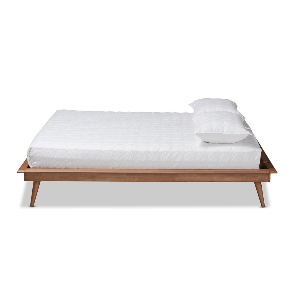 Baxton Studios Bed Full Baxton Studio Karine Mid-Century Modern Walnut Brown Finished Wood Queen Size Platform Bed Frame