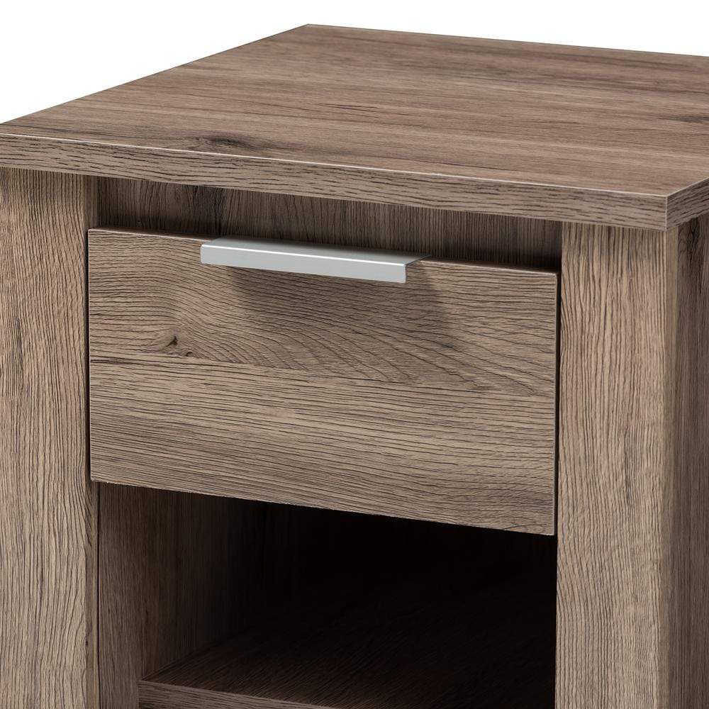 The Bedroom Emporium Baxton Studio Laverne Modern and Contemporary Oak Brown Finished 1-Drawer Nightstand