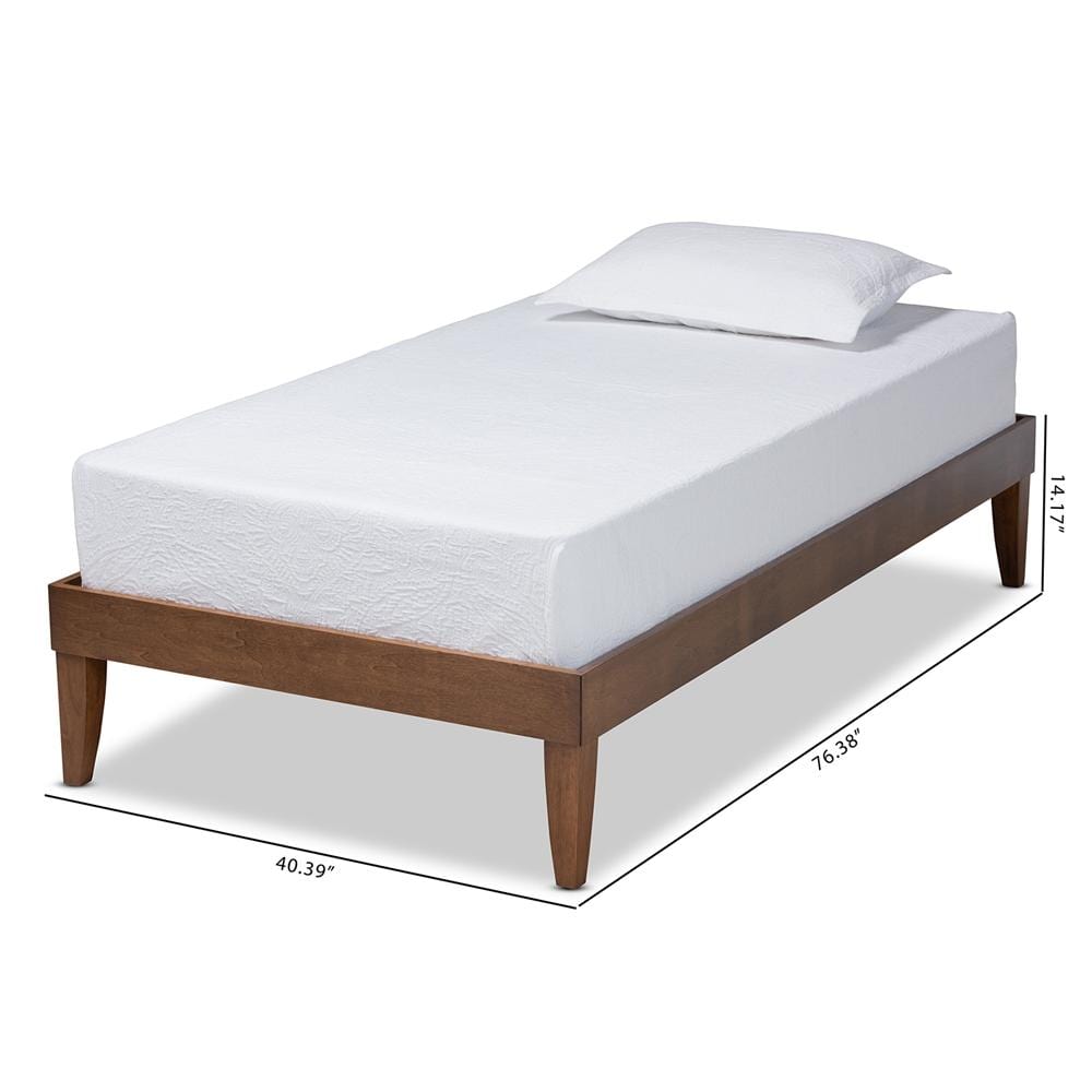 Baxton Studios Bed Baxton Studio Lucina Mid-Century Modern Walnut Brown finished Twin Size Platform Bed Frame