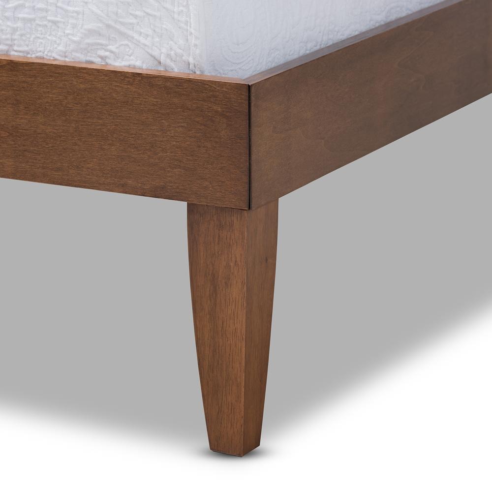 Baxton Studios Bed Baxton Studio Lucina Mid-Century Modern Walnut Brown finished Twin Size Platform Bed Frame