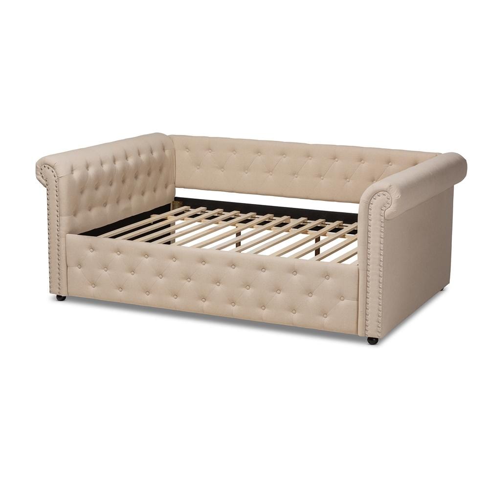 Baxton Studios Daybed Baxton Studio Mabelle Modern and Contemporary Beige Fabric Upholstered Full Size Daybed