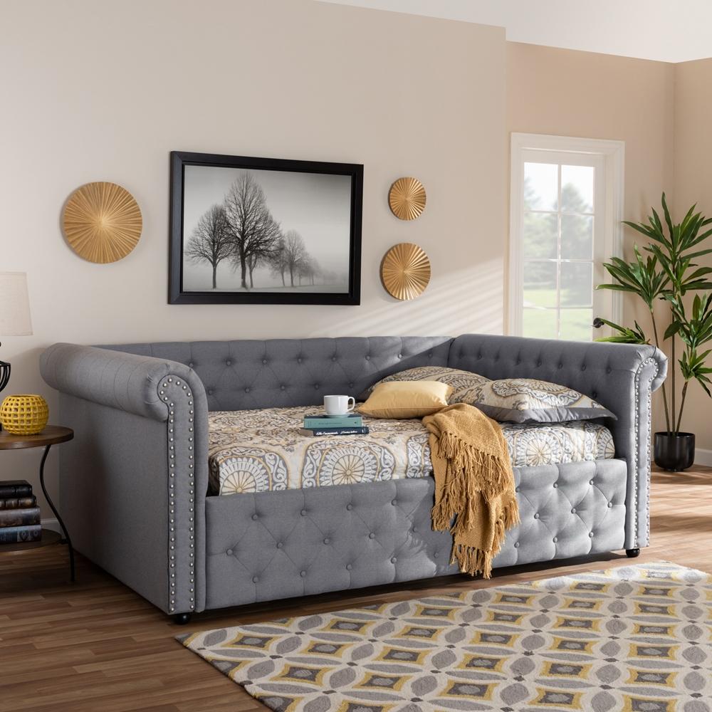 Baxton Studios Daybed Baxton Studio Mabelle Modern and Contemporary Gray Fabric Upholstered Full Size Daybed