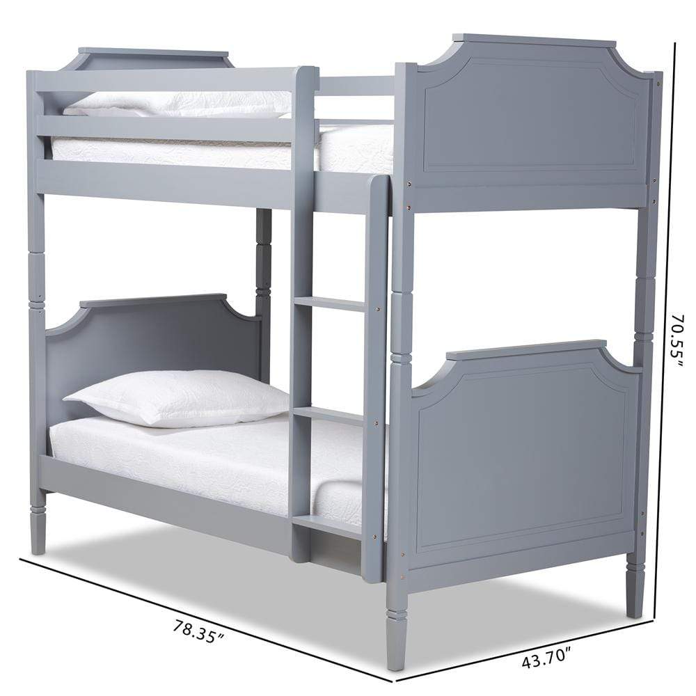 Baxton Studios bunk bed Baxton Studio Mariana Traditional Transitional Grey finished Wood twin Size  Bunk Bed