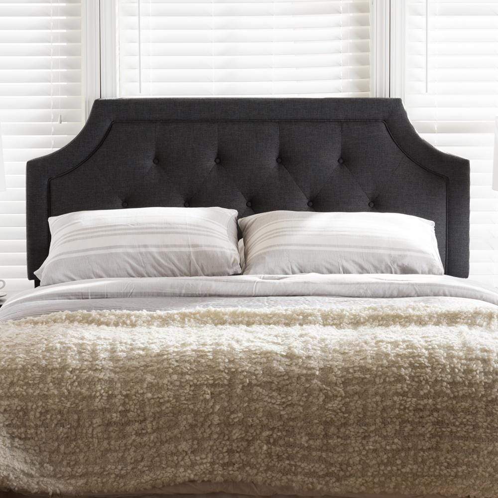 The Bedroom Emporium Baxton Studio Mars Modern and Contemporary Dark Grey Fabric Headboard