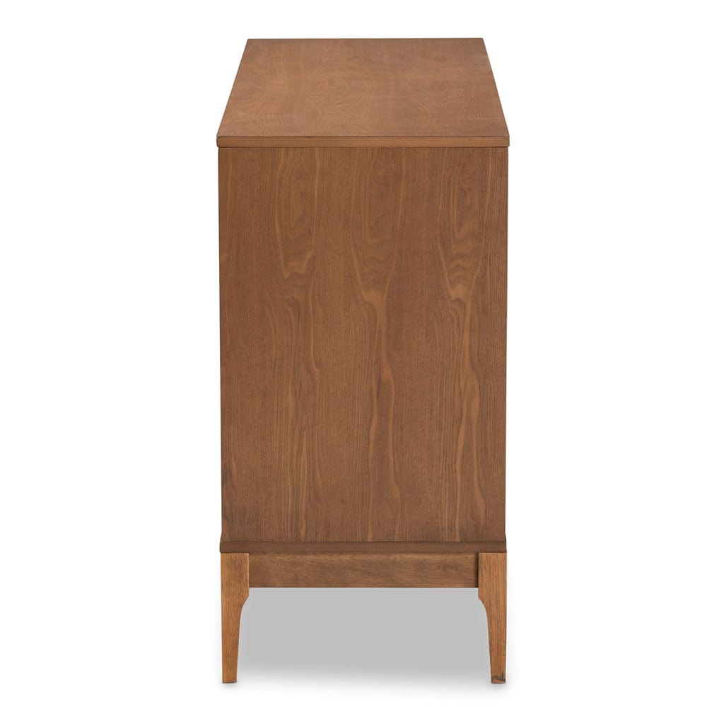 Baxton Studio Baxton Studio Ramiel Mid-Century Modern Ash Walnut Finished Wood and Rattan 6-Drawer Dresser MG9005-Ash Walnut/Rattan-6DW-Dresser