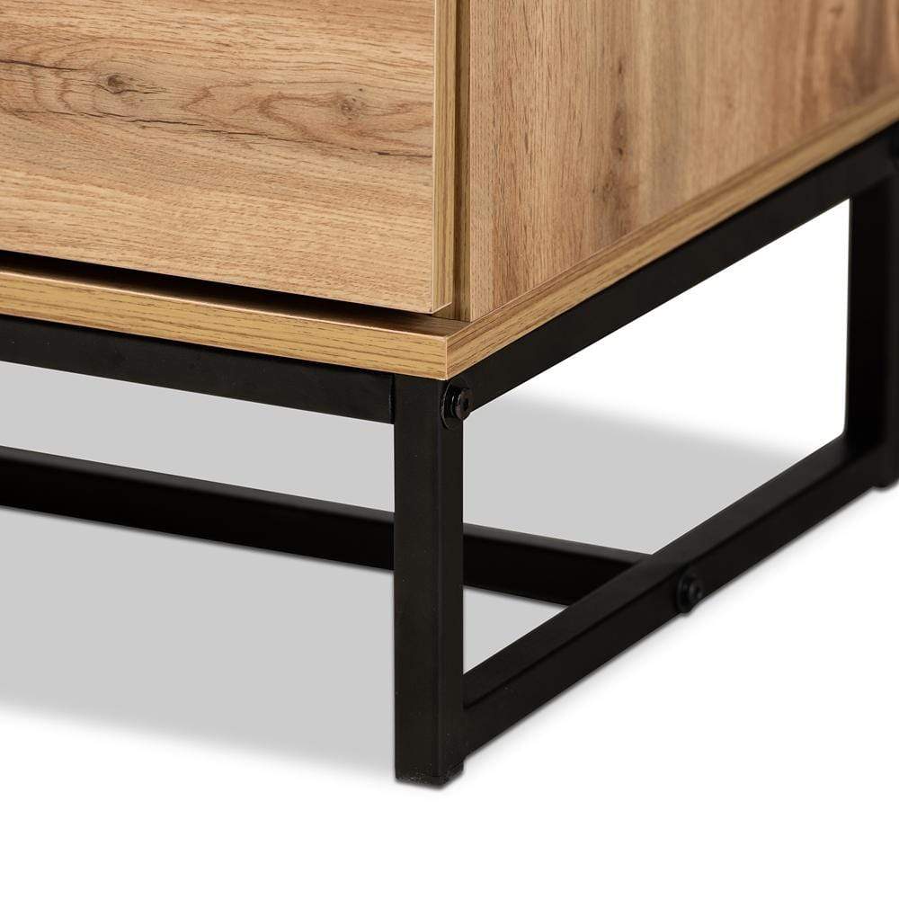 Baxton Studios Dresser Baxton Studio Reid Modern and Contemporary Industrial Oak Finished Wood and Black Metal 4-Drawer Dresser