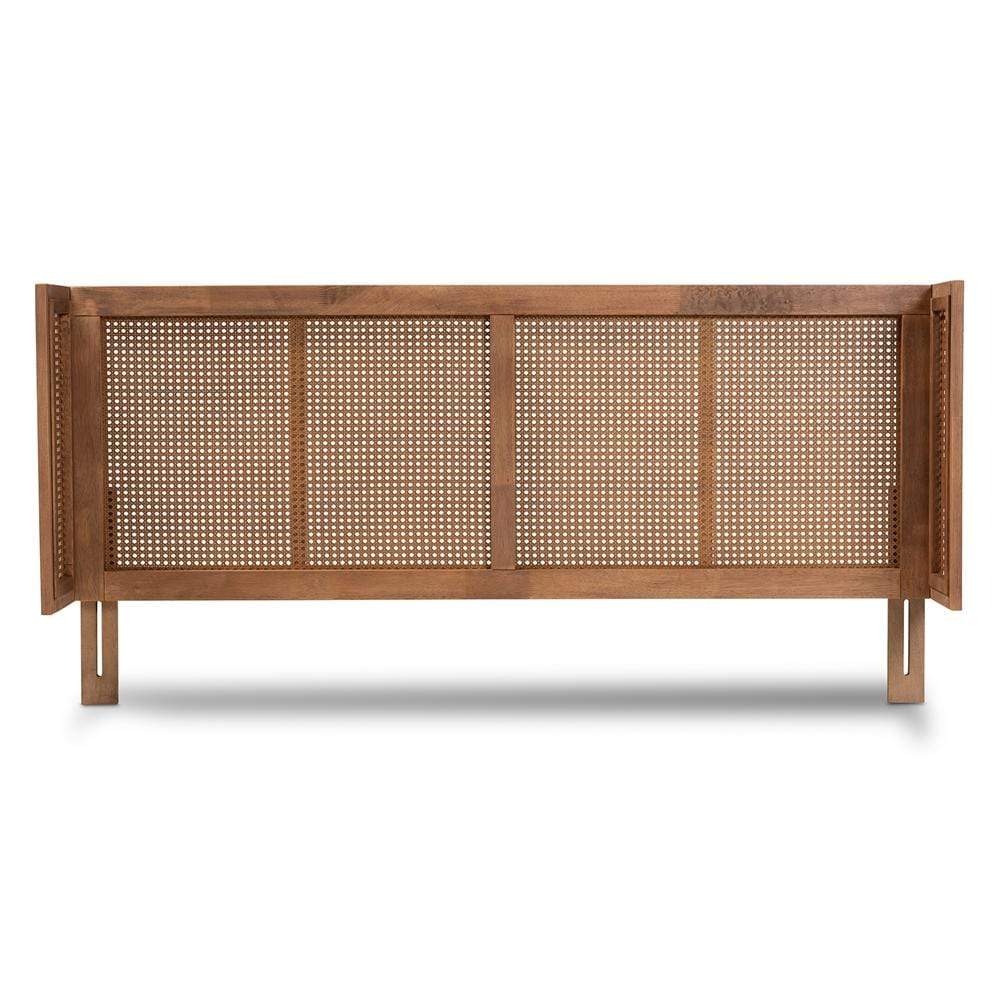 Baxton Studios Headboards Baxton Studio Rina Mid-Century Modern Wood and Synthetic Rattan Wrap-Around headboard