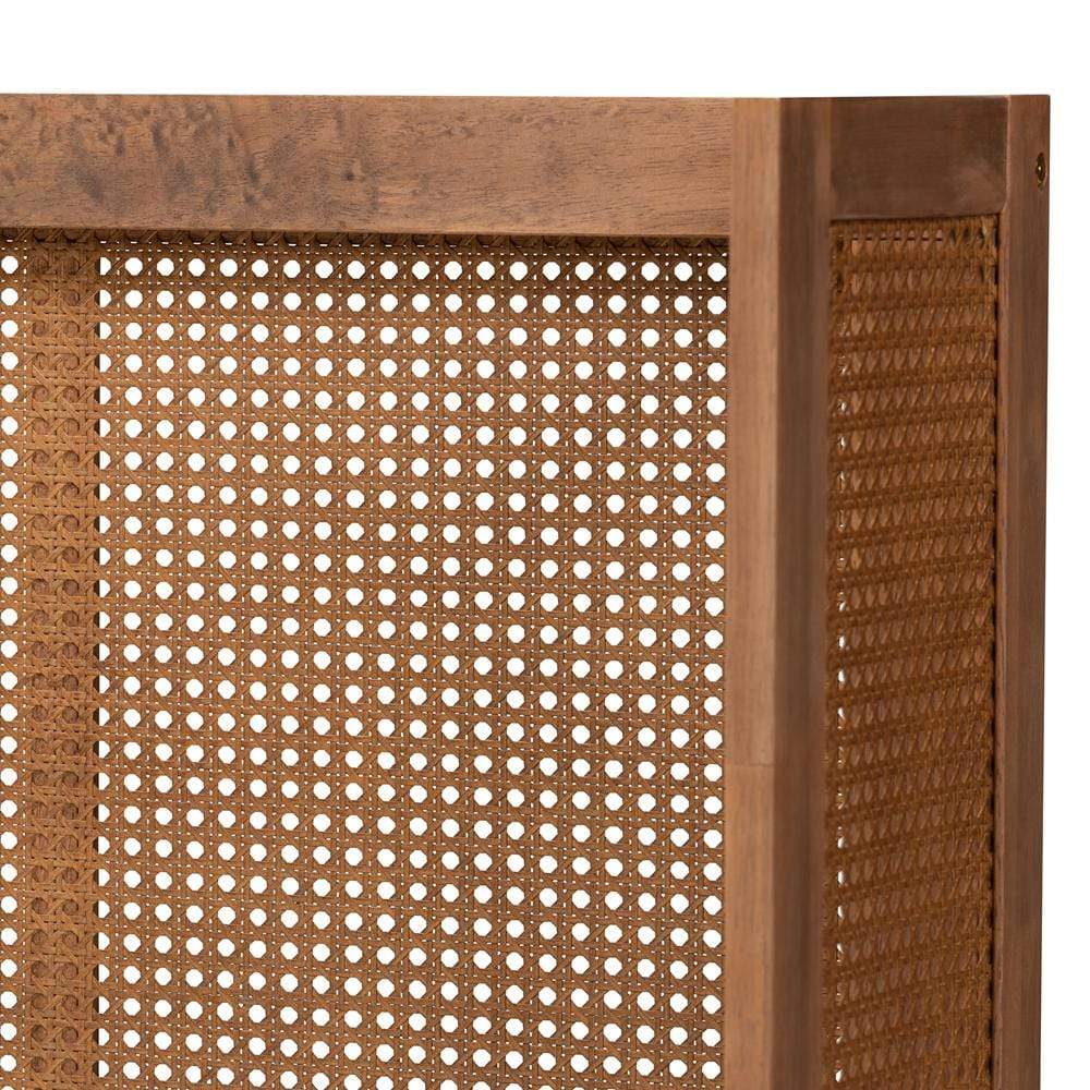 Baxton Studios Headboards Baxton Studio Rina Mid-Century Modern Wood and Synthetic Rattan Wrap-Around headboard