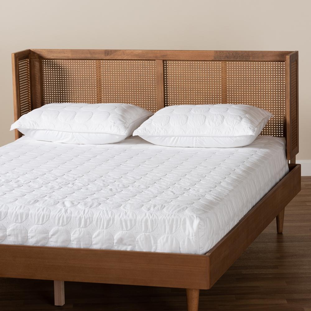 Baxton Studios Headboards Baxton Studio Rina Mid-Century Modern Wood and Synthetic Rattan Wrap-Around headboard