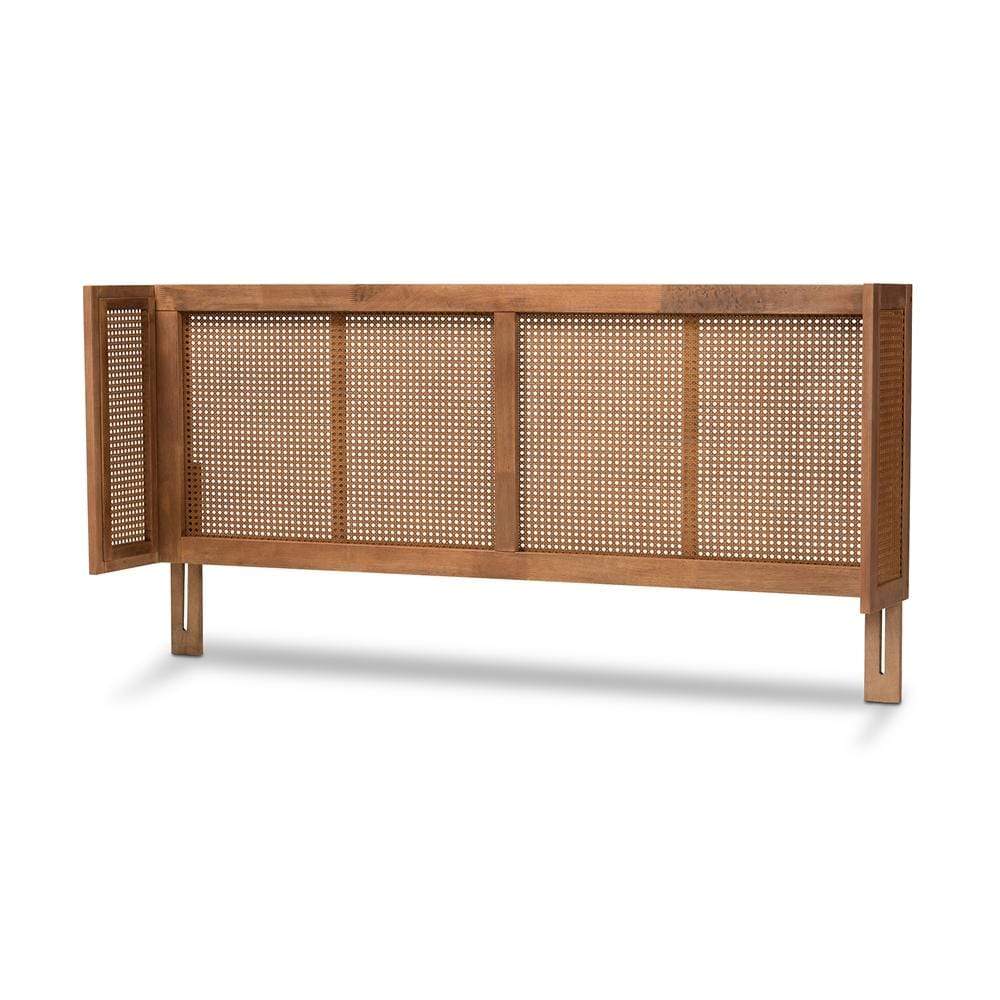 Baxton Studios Headboards Full / Ash Walnut Baxton Studio Rina Mid-Century Modern Wood and Synthetic Rattan Wrap-Around headboard