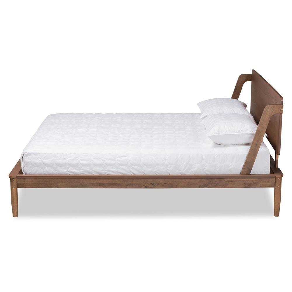 Baxton Studios Bed Baxton Studio Sadler Mid-Century Modern Ash Walnut Brown Finished Wood King Size Platform Bed