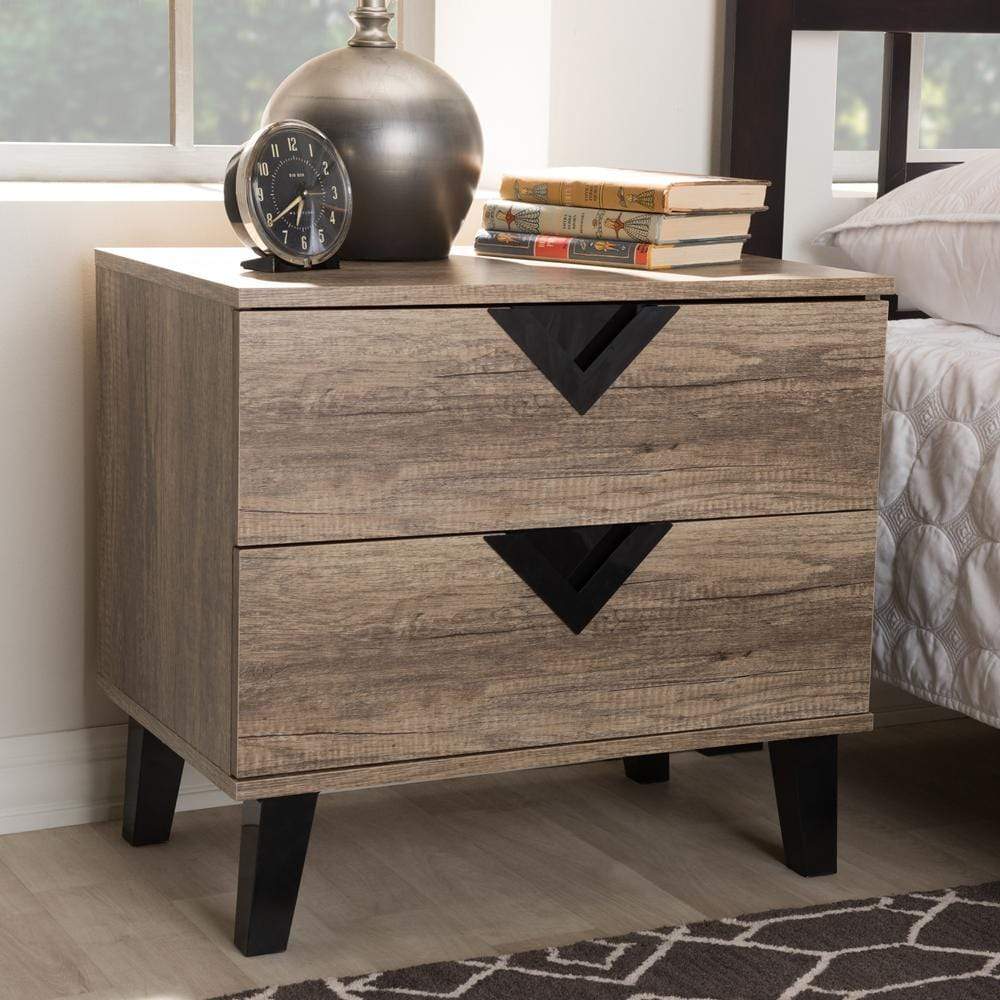 The Bedroom Emporium Baxton Studio Swanson Modern and Contemporary Light Brown Wood 2-Drawer Nightstand