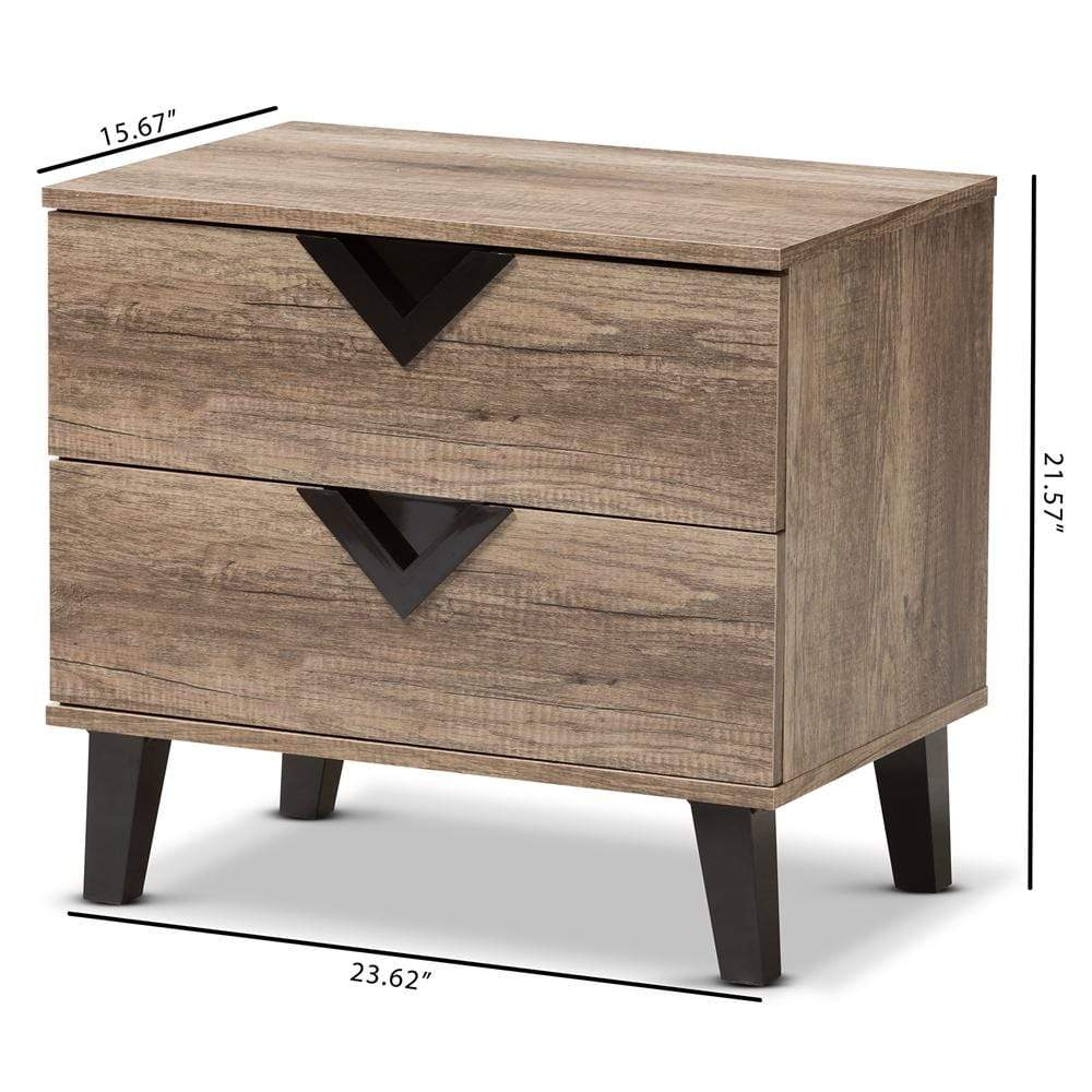 The Bedroom Emporium Baxton Studio Swanson Modern and Contemporary Light Brown Wood 2-Drawer Nightstand