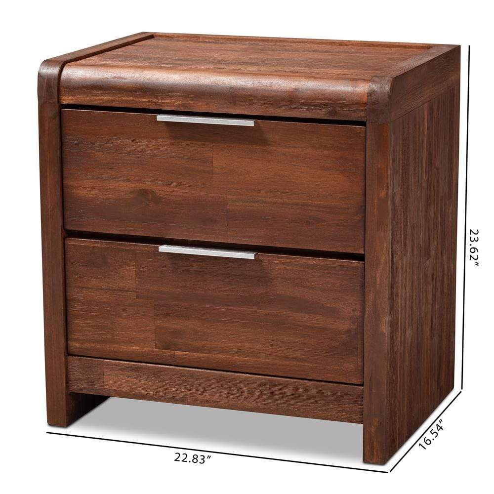 Baxton Studios Night Stand Baxton Studio Torres Modern and Contemporary Brown Oak Finished 2-Drawer Wood Nightstand