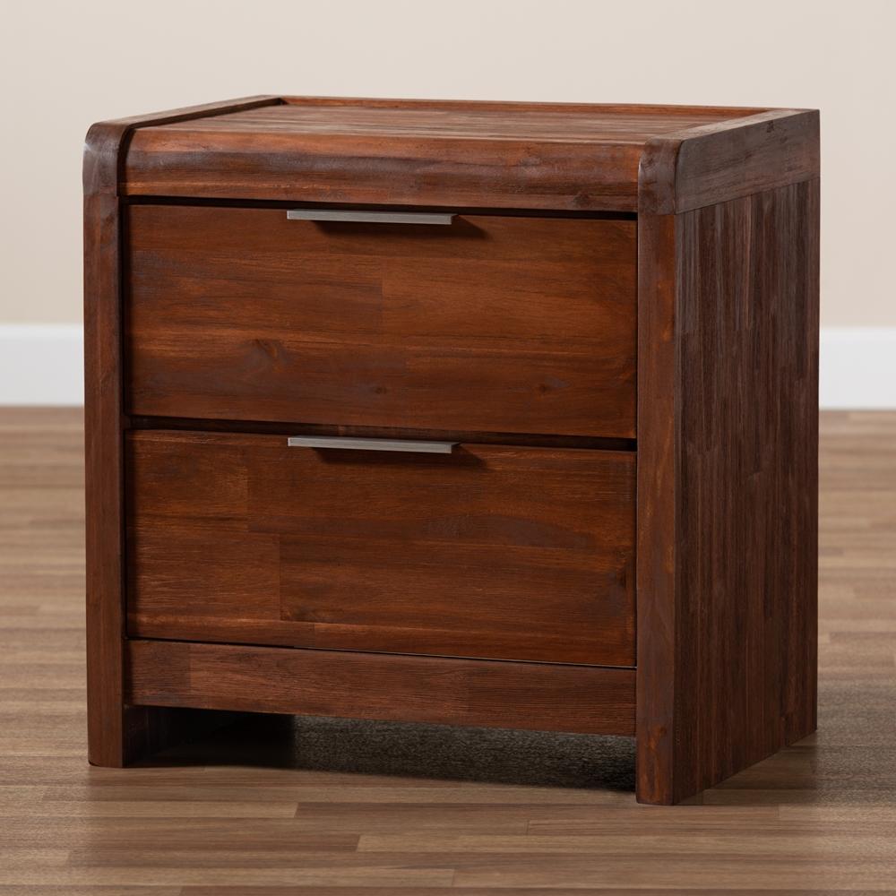 Baxton Studios Night Stand Baxton Studio Torres Modern and Contemporary Brown Oak Finished 2-Drawer Wood Nightstand