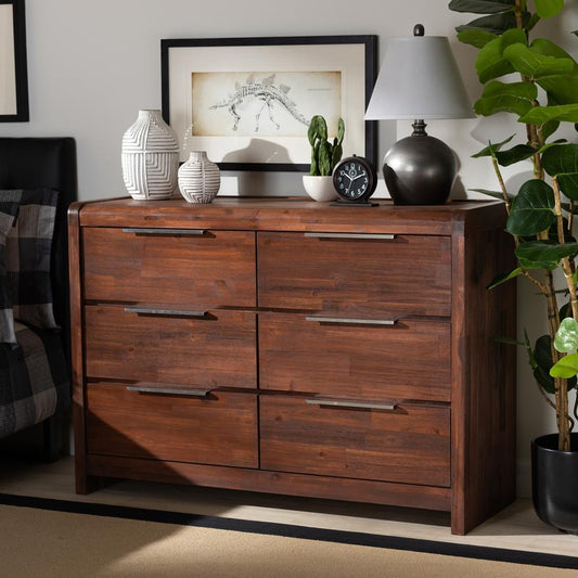 Baxton Studios Dresser Baxton Studio Torres Modern and Contemporary Brown Oak Finished 6-Drawer Wood Dresser