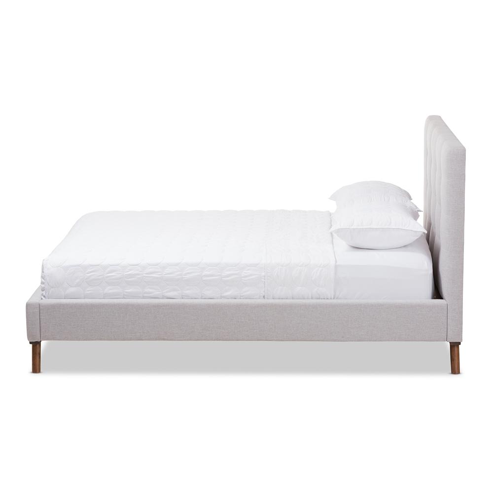 Baxton Studios Bed full Baxton Studio Valencia Mid-Century Modern Greyish Beige Fabric Queen Size Platform Bed