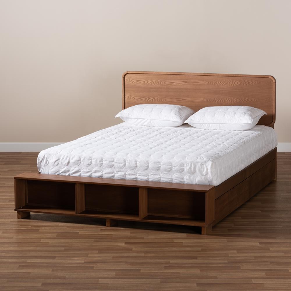 Baxton Studios Bed Baxton Studio Vita Modern Transitional Ash Walnut Brown Finished Wood 4-Drawer King Size Platform Storage Bed