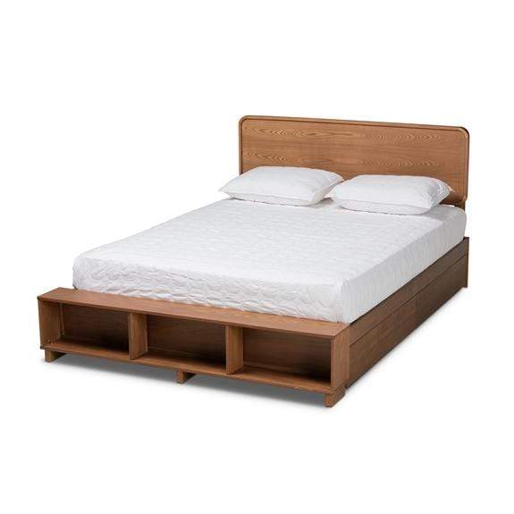 Baxton Studios Bed King Baxton Studio Vita Modern Transitional Ash Walnut Brown Finished Wood 4-Drawer King Size Platform Storage Bed