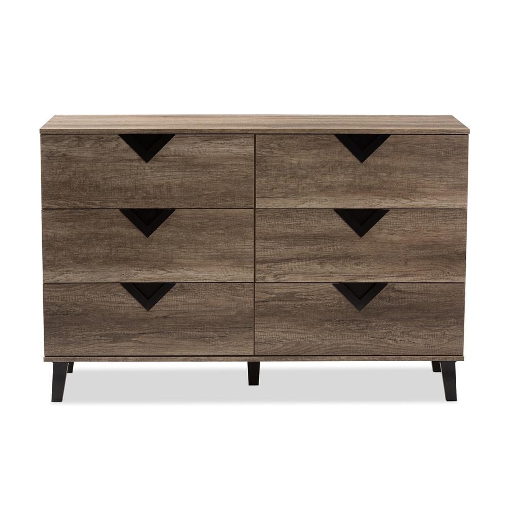 The Bedroom Emporium Baxton Studio Wales Modern and Contemporary Light Brown Wood 6-Drawer Chest