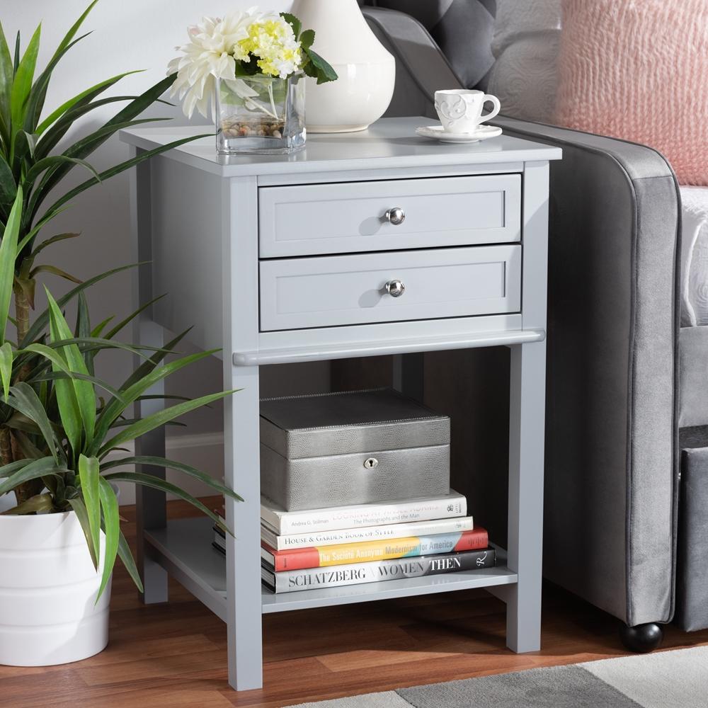 Baxton Studios Night Stand Baxton Studio Willow modern Transitional 2-Drawer Wood Nightstand