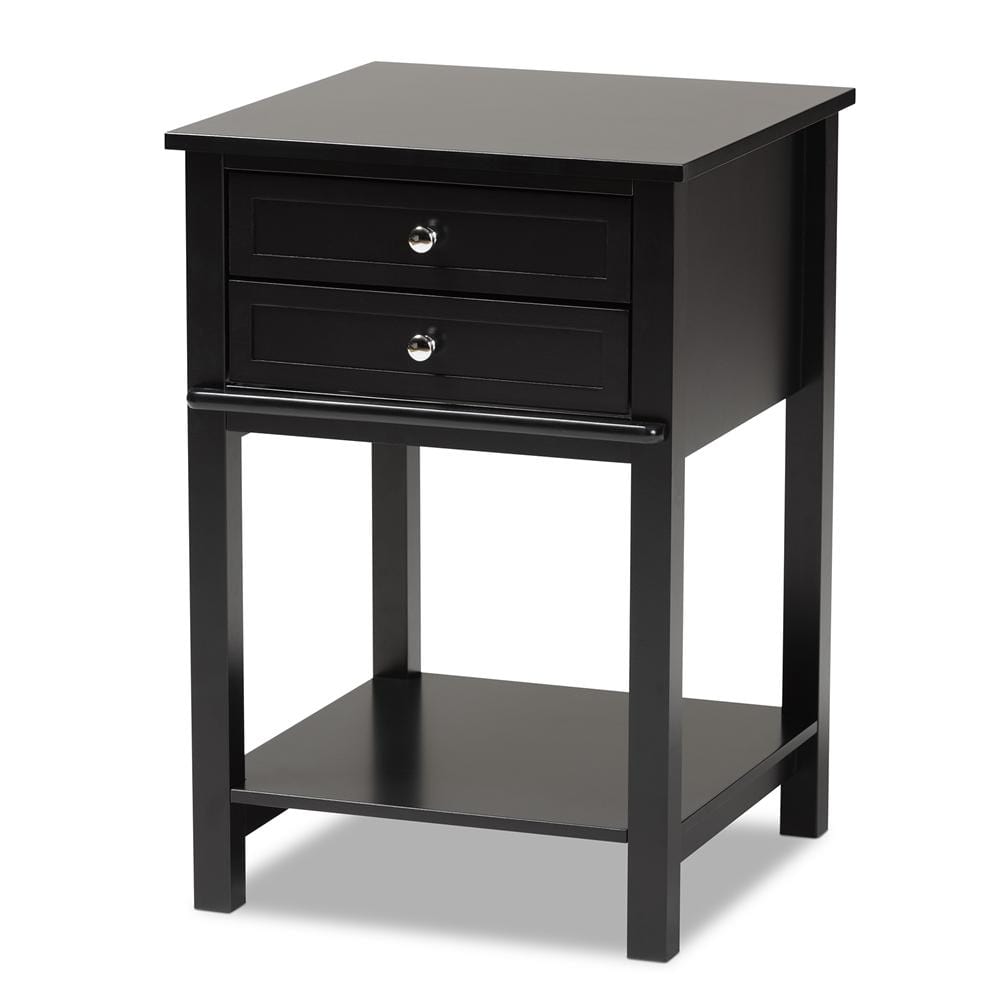 Baxton Studios Night Stand Black Baxton Studio Willow modern Transitional 2-Drawer Wood Nightstand