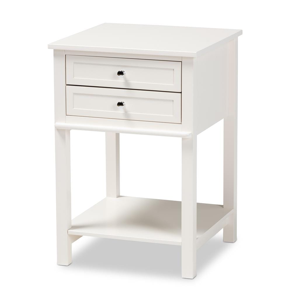 Baxton Studios Night Stand White Baxton Studio Willow modern Transitional 2-Drawer Wood Nightstand