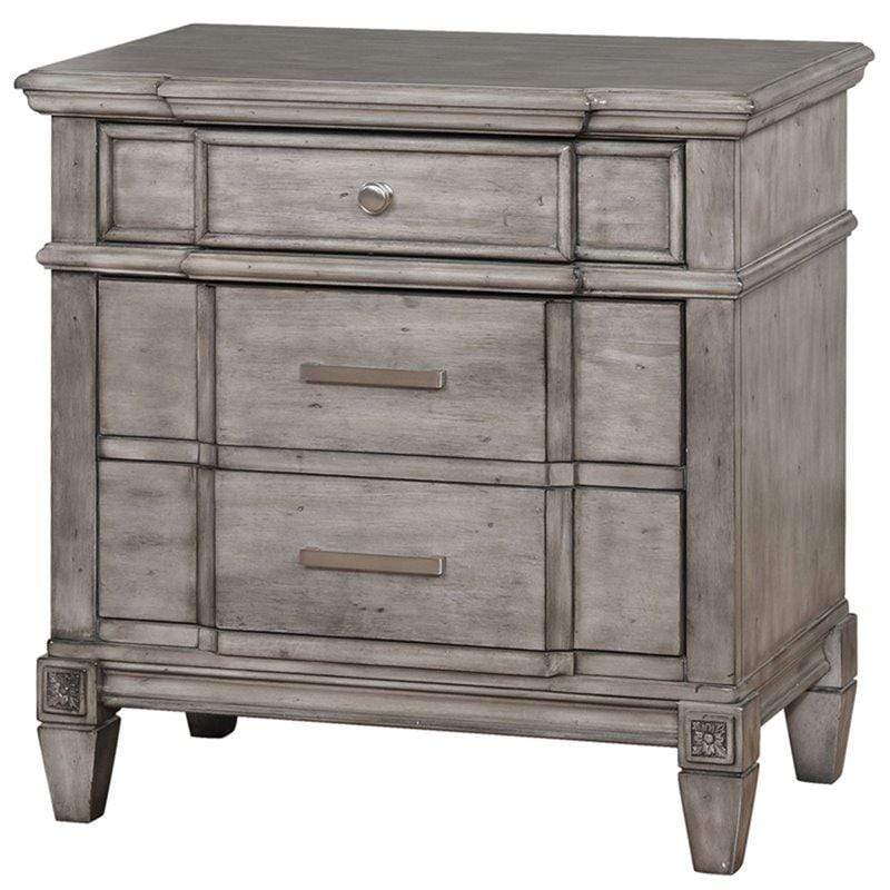 Furniture of America Nightstand Coster Transitional Style Gray, 3-Drawer Nightstand