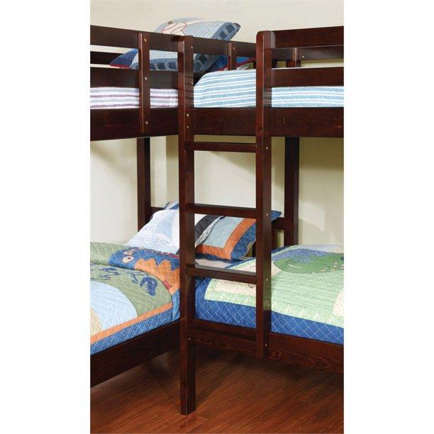 Furniture of America bunk bed Dan Transitional L Shaped Bunk Bed in Dark Walnut Dan Transitional L Shaped Quadruple Bunk Bed in Dark Walnut