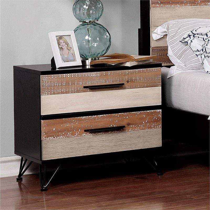 Furniture of America Nightstand Francine Transitional Sawblade Style Nightstand