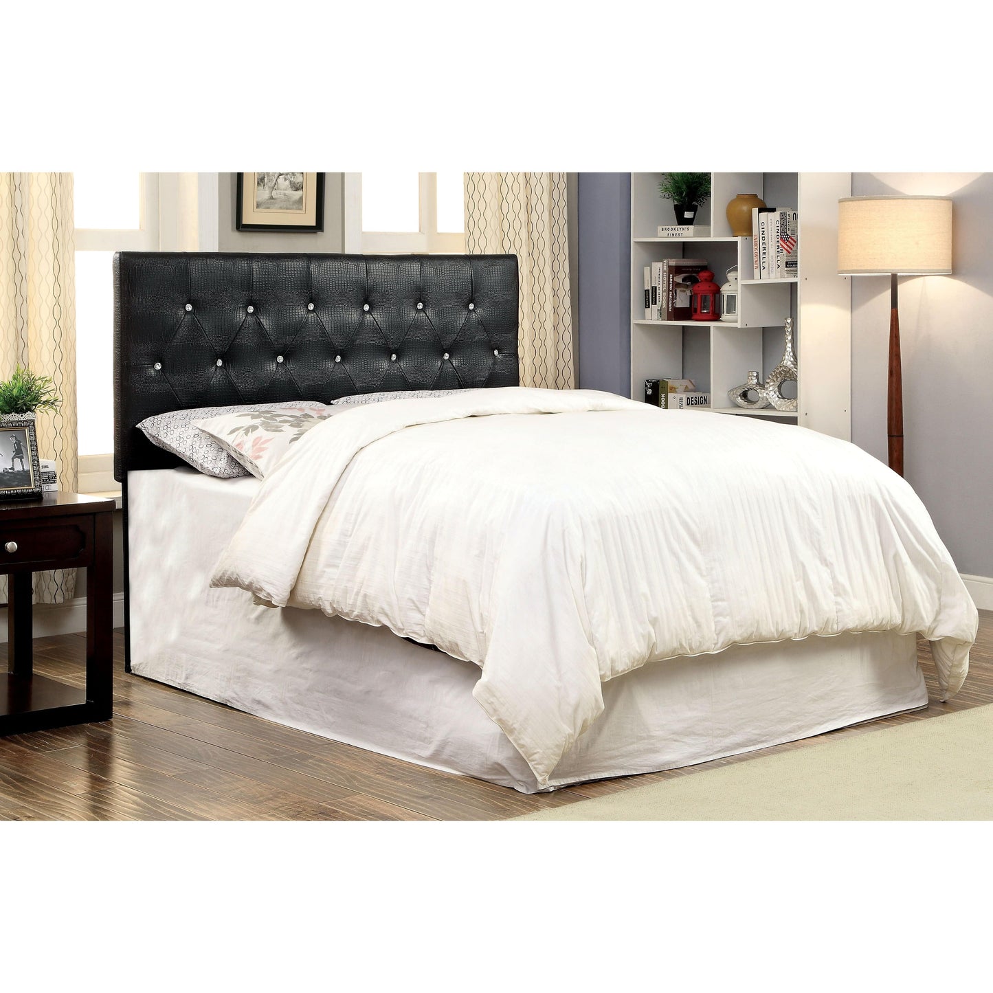 Furniture of America Nazz Contemporary Tufted Crocodile Leatherette Headboard